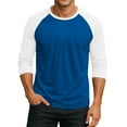 thumbnail image 2 of Resicozy Men's 3/4 Sleeve Shirts Crew Neck Casual Fashion Soft Vintage Workout Athletic Classic Fitted Tee Shirt Blue 3XL, 2 of 8