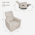 thumbnail image 5 of Evolur Harlow Deluxe Upholstered Glider, Power Recliner USB Port with in-Built Massager, Light Sand, 5 of 6