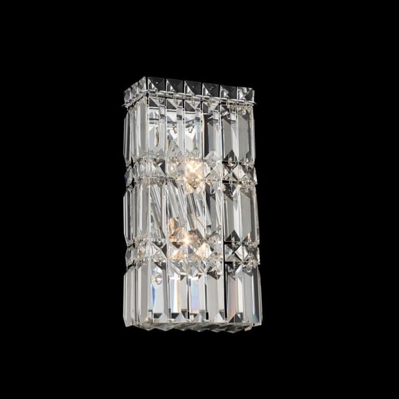 035020-010-FR001-Allegri Lighting-Rettangolo - Two Light ADA Wall Sconce   Chrome Finish with Firenze Clear Crystal