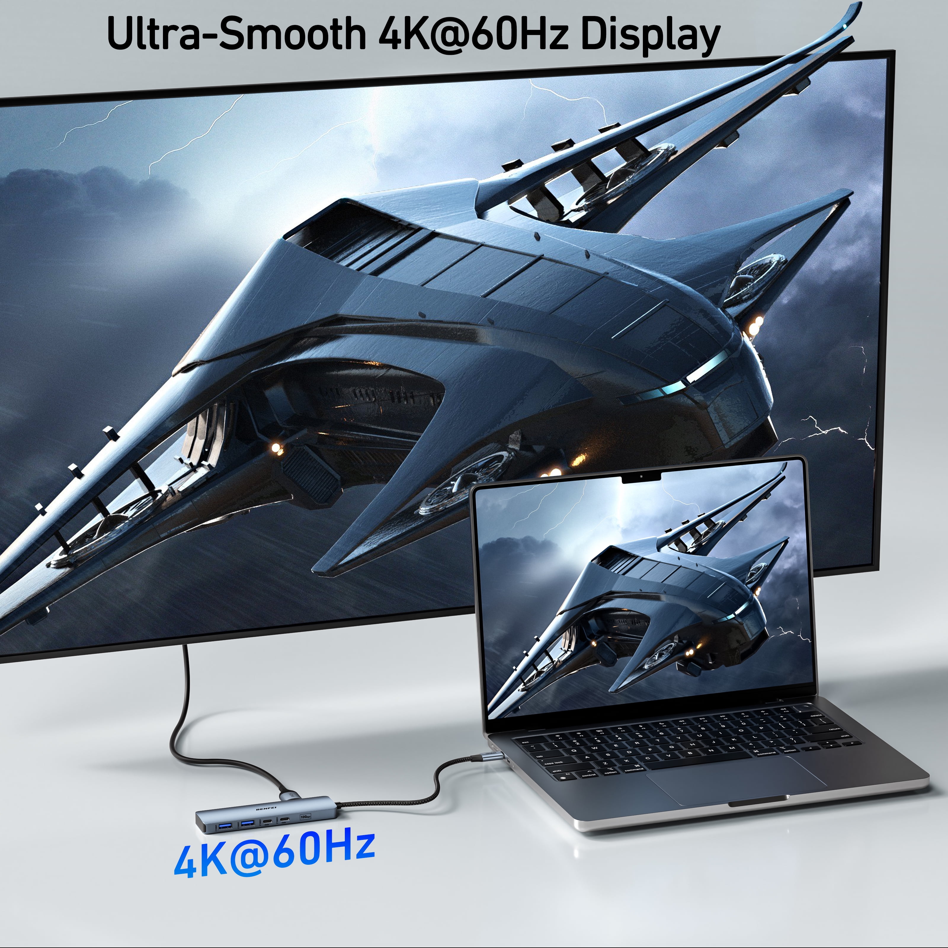 BENFEI USB C HUB 6-in-1 with HDMI(4K@60Hz), 100W Power Delivery, 10Gbps 2*USB-A and 2*USB-C