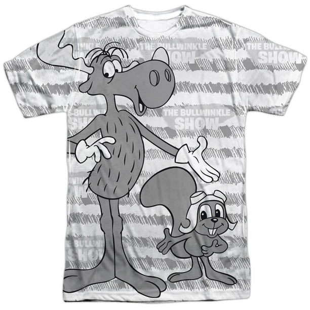 Rocky Bullwinkle Rocky Bullwinkle Cartoon Tv Series Retro Characters Adult Front Print T Shirt Walmart Com Walmart Com