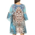 thumbnail image 2 of Sakkas Maris Women's Casual Shift 3/4 Sleeve Short Mini Dress A Line Print Silky - EB251-Blue - One Size Regular, 2 of 5