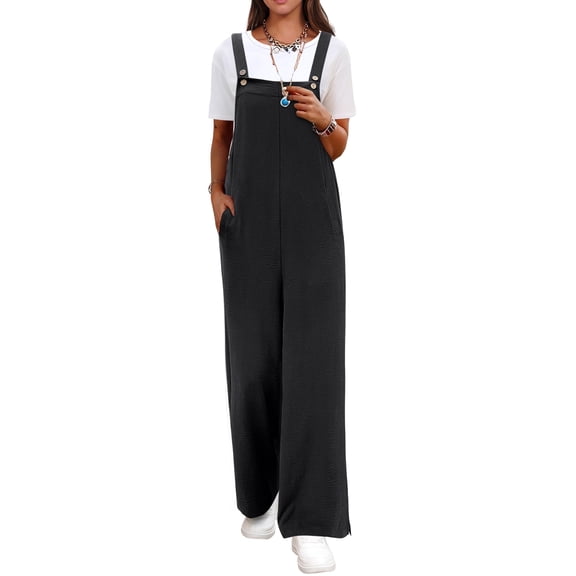 ANRABESS Women's Overalls Jumpsuit Summer Casual Wide Leg Pants, Loose Bib One Piece Outfit with Pockets and Adjustable Straps