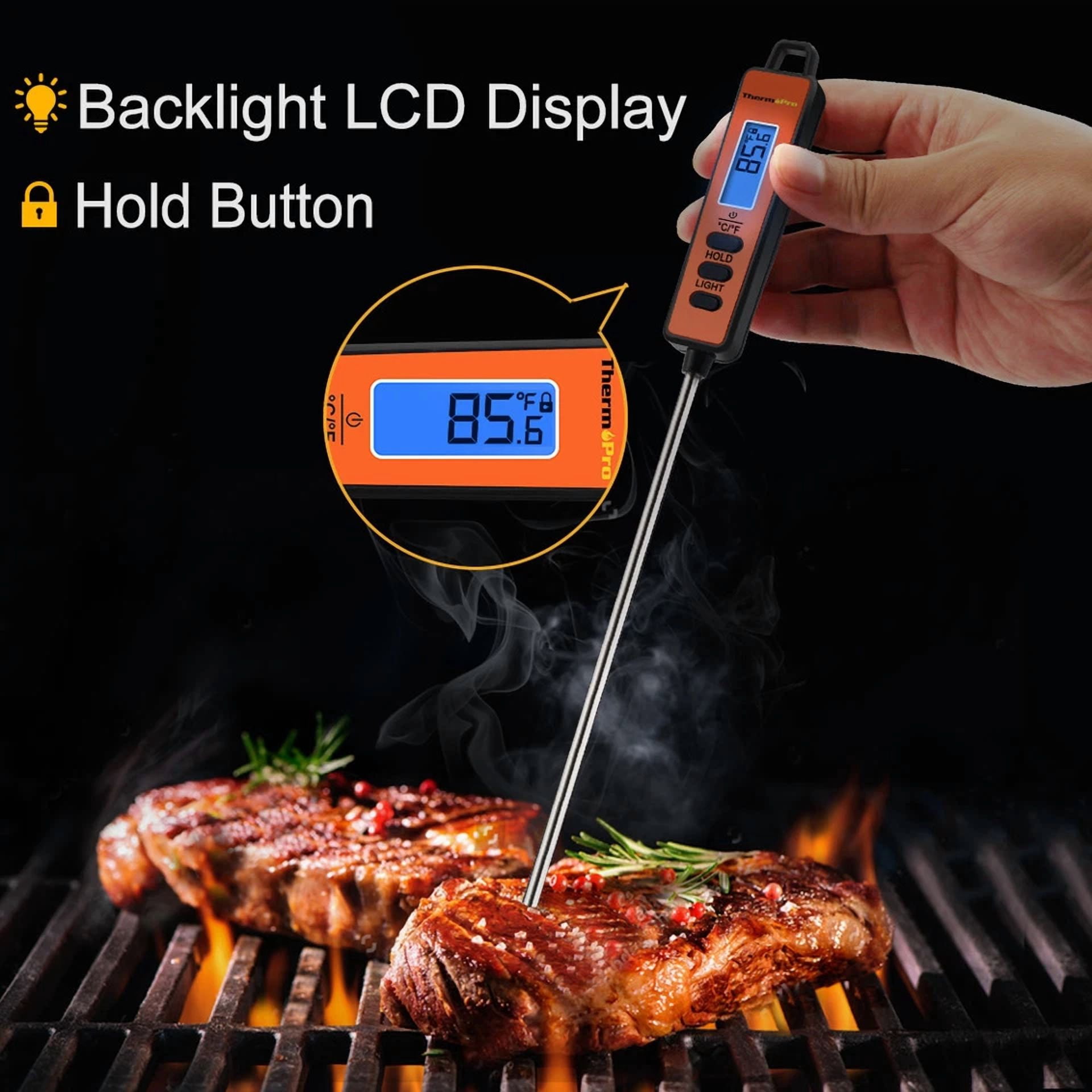 Digital Instant Read Meat Cooking Thermometer Probe Bbq Grill Roast Steak Bake