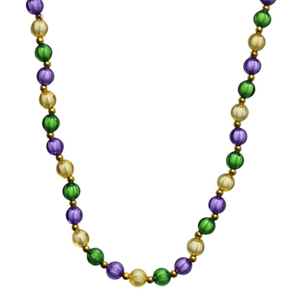 40" Acrylic Purple, Green and Gold Melon Bead Necklace