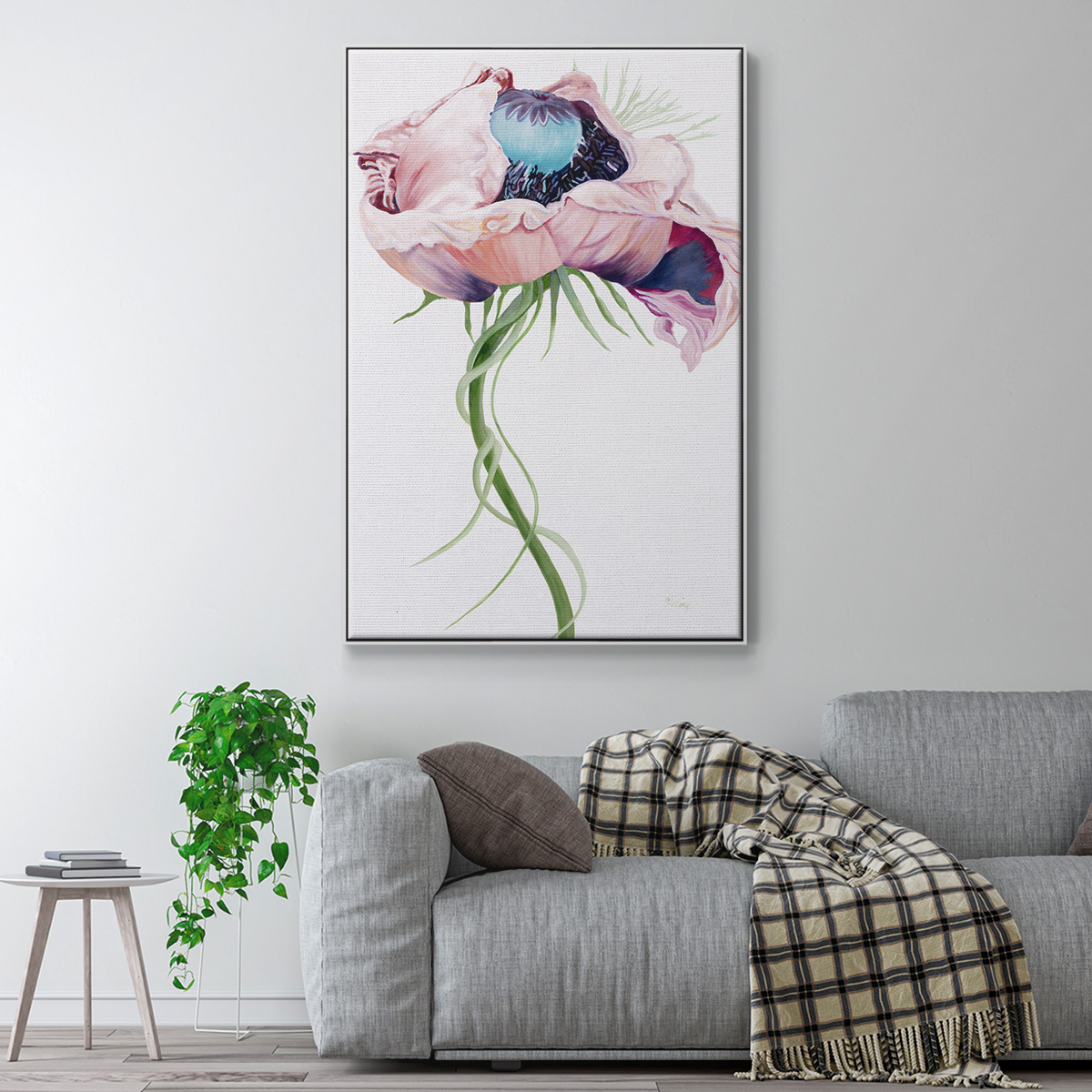 Paris Poppy II Framed Premium Gallery Wrapped Canvas - Ready to Hang - 25 x 37 - White Floating Frame