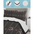 thumbnail image 4 of Quilts Twin-XL Size Bedding Set, Spring Floral Lightweight Quilted Comforter, Vintage Bohemia Flowers Leaves Bows Black Soft Reversible Bedspread Coverlet with Pillow Covers for All Season, 68" x 98", 4 of 7