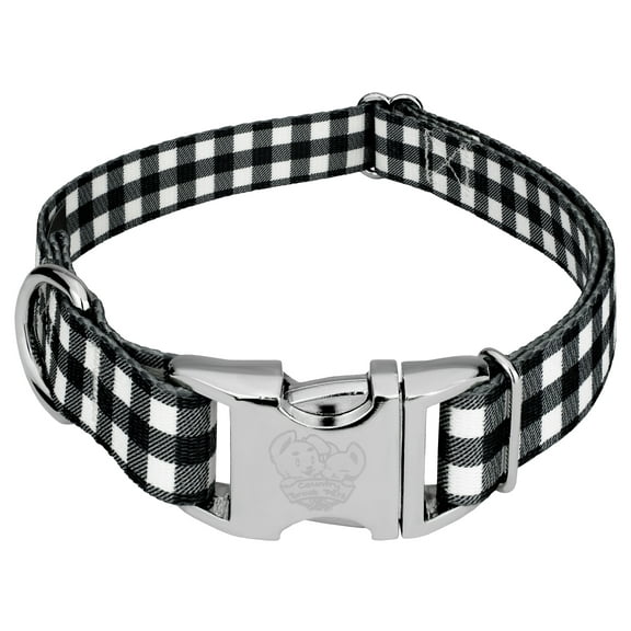 Country Brook Petz® Premium Black & White Buffalo Plaid Dog Collar, Small