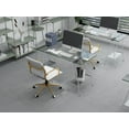 Luxmod Mid Back Gold Office Chair in White Leather, Adjustable Swivel Chair in Durable Vegan
