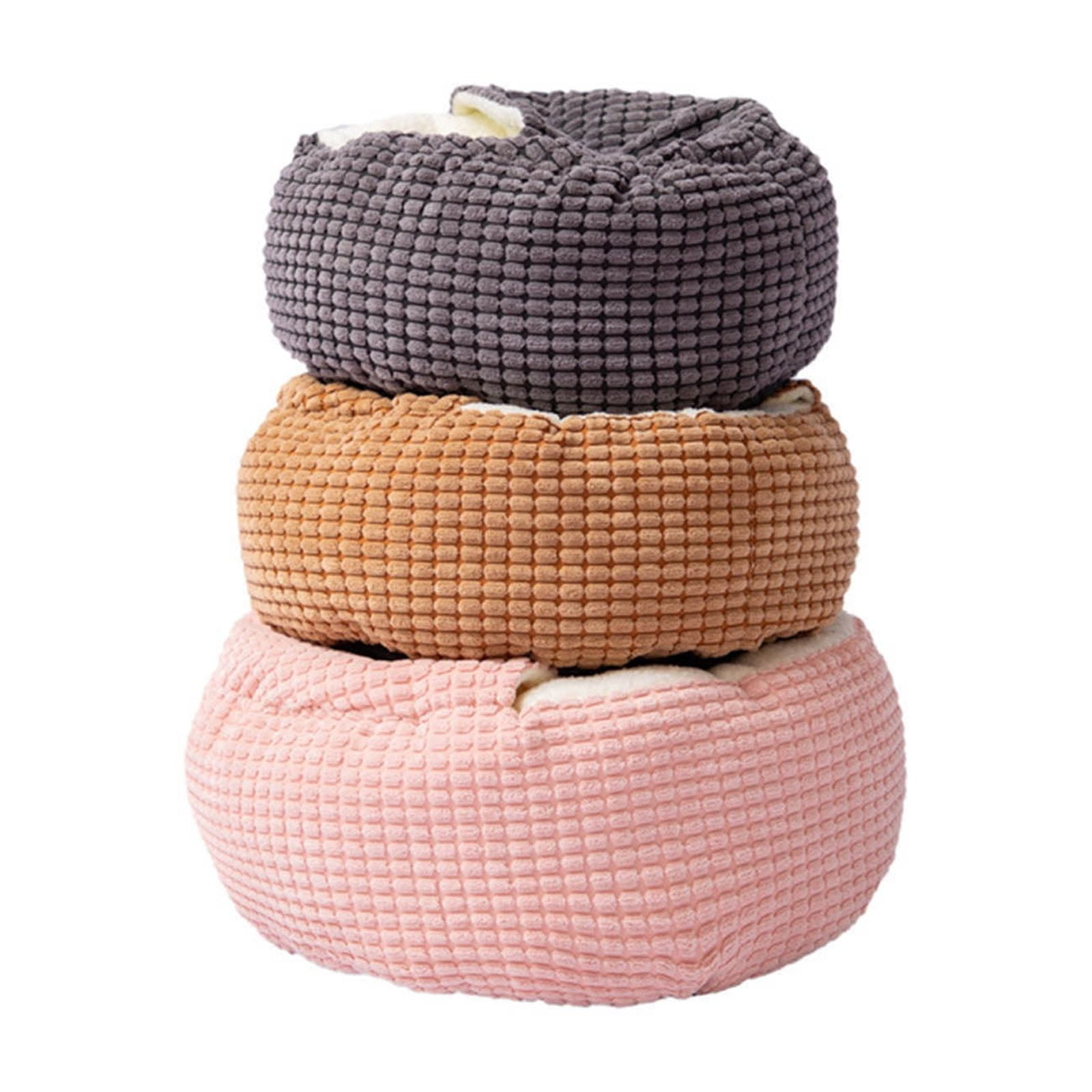 Cozy Pet Beds for Dogs and Cats Round Calming Dog Cat Bed with Attached Blanket Soft Cuddler Puppy and Pet Bed - Bottom for Small Medium