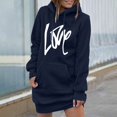 thumbnail image 2 of FEIFLY Women's Sweatshirts Loose Hoodie Mid Length Hoodie Dress Pullover Long Sleeve Solid Color Birthday Winter Autumn Workout Tops, 2 of 6