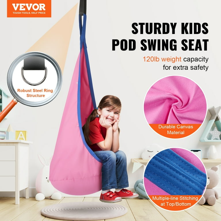SKYSHALO Kids Pod Swing Seat Hanging Hammock Chair with LED Lights Strings 120 lbs Walmart