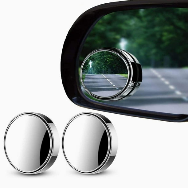 Espejo Retrovisor Redondo de 2,8 Pulgadas para Puntos Ciegos, Vidrio Hd Ajustable 360° con Marco de Aluminio, Ajuste Universal para Autos, Suv y Camionetas, Fácil Instalación Adhesiva.
