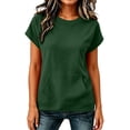 thumbnail image 3 of Setooff Women's Casual Solid Short Sleeve Hoodless Sweatshirt Loose Front Pocket Top plus size tops shirts for women, 3 of 7