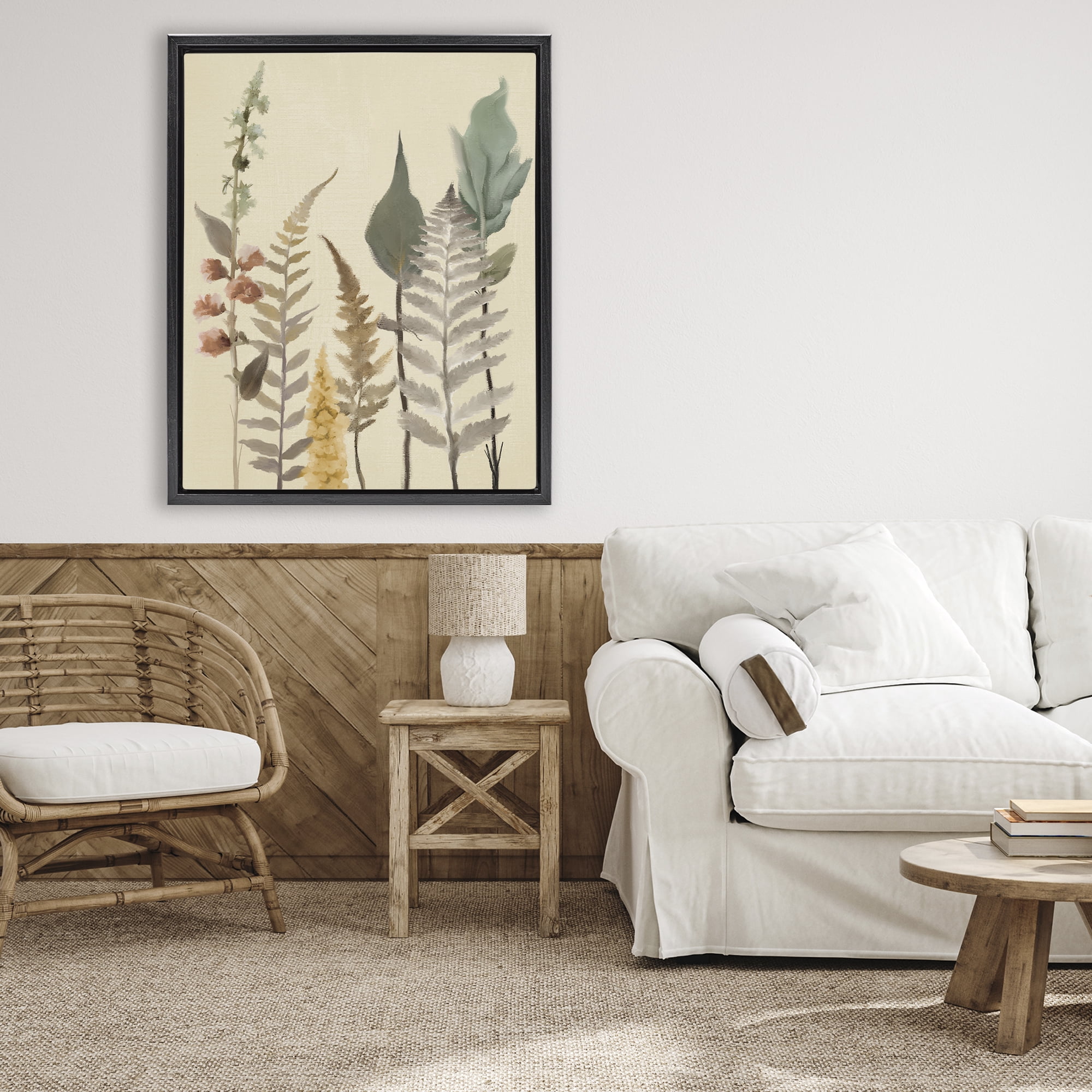 Stupell Industries Fall Botanicals Forest Ferns Black Framed Floater Canvas Wall Art, design by Elizabeth Medley