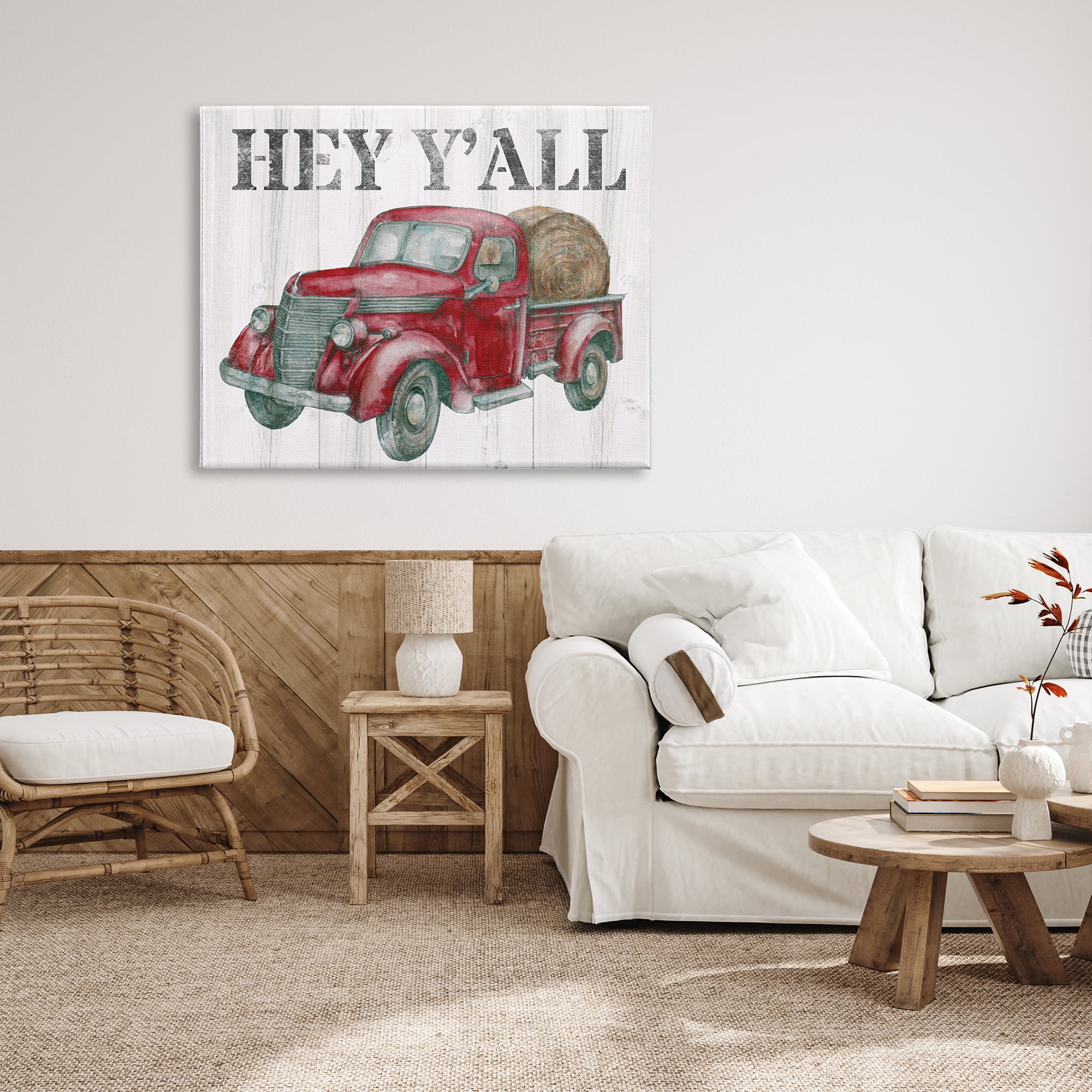 Stupell Industries Hey Y'all Country Truck Transportation Painting Gallery Wrapped Canvas Art Print Wall Art, 48 x 36