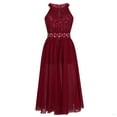 thumbnail image 2 of inhzoy Kids Flower Girls Bridesmaid Romper Dress Floral Lace Maxi Dress Gowns for Wedding Birthaday Evening Party Burgundy 12, 2 of 8