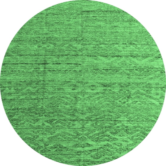 Ahgly Company Indoor Round Abstract Emerald Green Modern Area Rugs, 6' Round