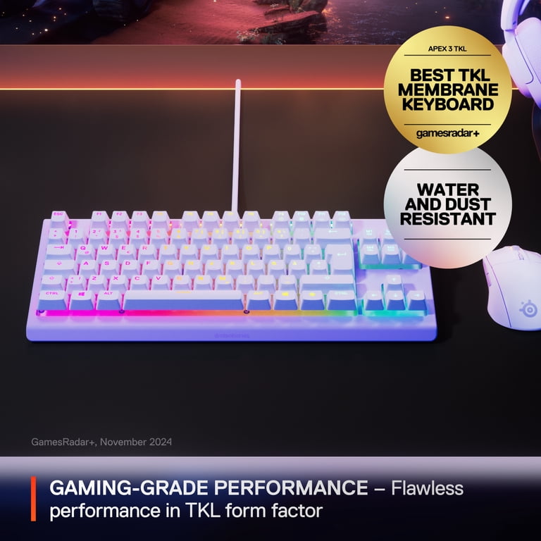 SteelSeries Apex 3 TKL Lavender RGB Gaming Keyboard — Tenkeyless
