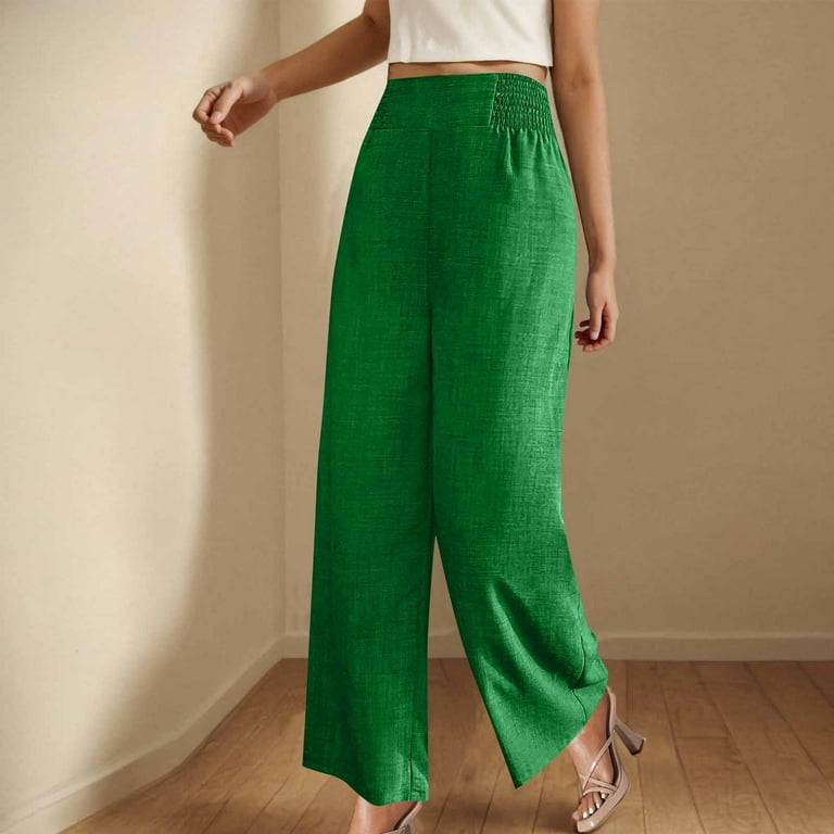 YUGYXL Casual Linen Pants for Women Fashion Business Wide YUGYXL Casual Linen Pants for Women Fashion Business Wide