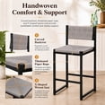 thumbnail image 3 of SESSLIFE Bar Chairs Set of 2, Counter Height Bar Chairs for Kitchen Counter, Paper Rope Weave Kitchen Chairs with Metal Legs, Bar Chairs for Restaurant, Coffee Shop, Gray, 3 of 8
