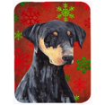 thumbnail image 1 of Doberman Planche à Découper en Verre Flocons de Neige Rouges et Verts Noël - Grande, 1 of 1