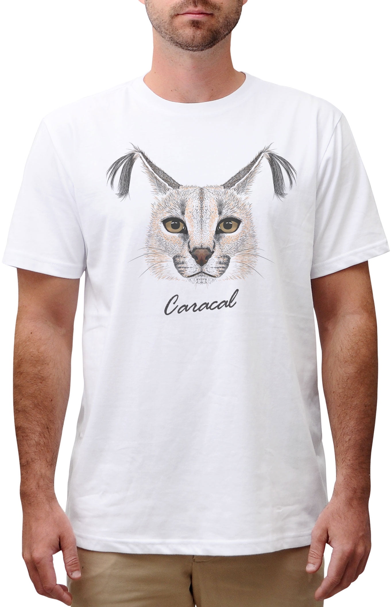 Portrait Of Wild Cat Printed Cotton Round neck Men Tshirt MTS_00 2XL