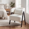 thumbnail image 4 of Costway 2 PCS Faux Rabbit Fur Upholstered Armchair w/Lumbar Pillow & Metal Legs White, 4 of 9