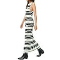 thumbnail image 2 of KOMOO Women Crochet Dress Contrast Color Striped Knitted Dress Round Neck Sleeveless Bodycon Tank Dress, 2 of 7