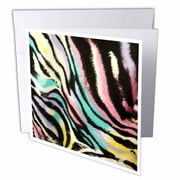 3dRose Aqua Zebra, Greeting Cards, 6 x 6 inches, set of 12