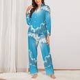 thumbnail image 2 of Honeii Heart Shaped Cloud Print Women's Pajama Sets Long Sleeve Button Down Sleepwear Nightwear Soft Pjs Lounge Sets 2PCS-Medium, 2 of 7