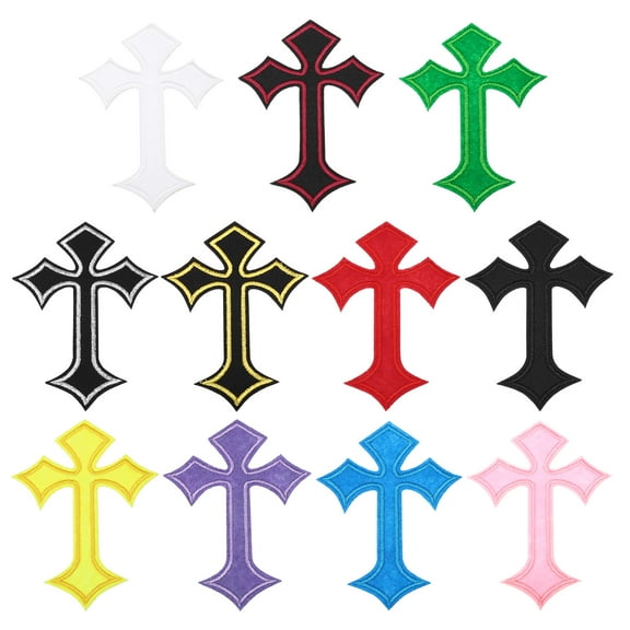 Uxcell Non-woven Fabric Cross Embroidered Patch Iron on Decorative Patch Multicolor 4.1" x 2.8" 11Pcs