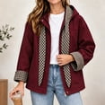 thumbnail image 5 of Alkepwun Detachable Hooded Jackets for Women Plaid Lining Inside Hood and Cuffs Zip Up Snap Button Loose Fit Casual Jacket with Pockets for Daily Wear Outdoor Activities, 5 of 7