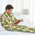 thumbnail image 4 of Salouo Cute Cartoon Cactus Print Button-Front Long Sleeve Pajama Set for Men, Soft 2Pjs Men's Long Sleeve Sleepwear -X-Large, 4 of 7