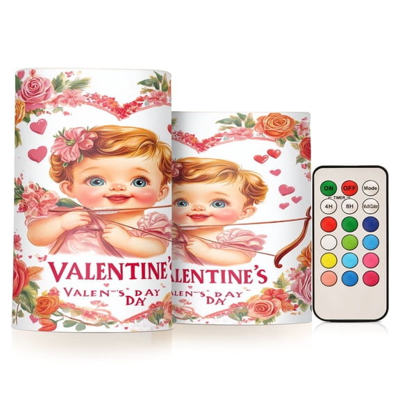 BZSMCE Flameless Candles LED Lights Cupid with Bow Roses Hearts Creativity Battery Candles