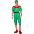thumbnail image 3 of VNKIDY Men Outfits Christmas Elf Fancy Dress Set Long Sleeve Crewneck Top With Pants Matching Elf Hat Striped Socks Elf Shoes For Holiday Celebrations Festive Gatherings Cozy Set, 3 of 8