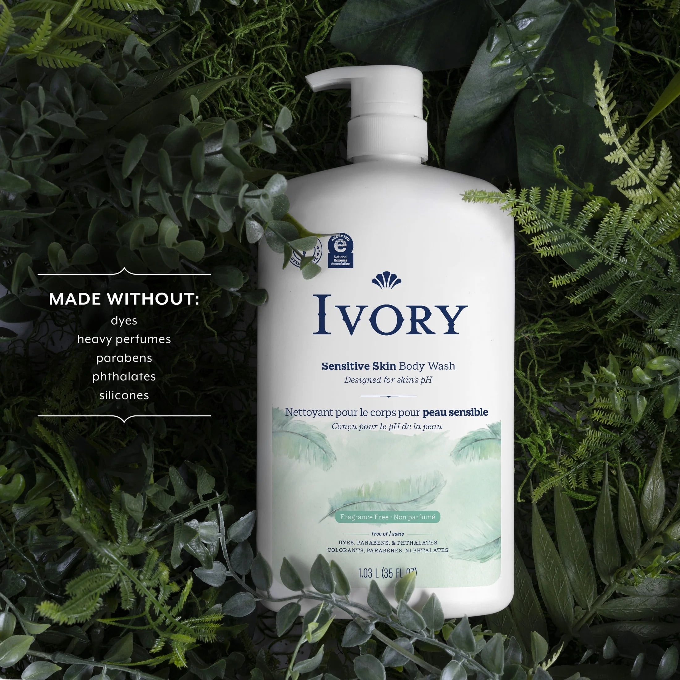 (4 pack) Ivory Mild and Gentle Body Wash, Fragrance-Free, for Sensitive Skin, 35 fl oz