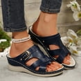 thumbnail image 5 of LOVZFMLL Wedge Sandals for Women 2025 Cut Out Cross Straps Slippers Slip On Open Toe Summer Casual Outdoor Beach Vacation Walking Slides Blue 7, 5 of 7
