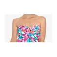 thumbnail image 2 of Swim Solutions Women's Floral Twisted Bandeau Tankini Swim Top Pink Size 12, 2 of 3