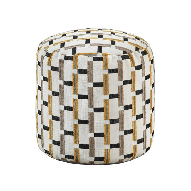 Puf otomán moderno Benzara beige gris geométrico 40 cm