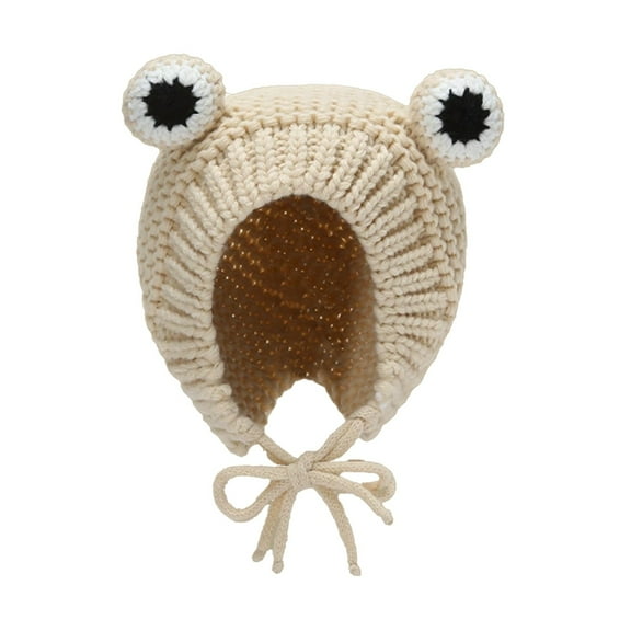 Frogs Eye Knitted Hat, Adjustable Outdoor Beanie Cap for Autumn and Winter, Cute and Versatile Design, Durable Polyester Material, Warmth Retention