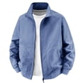 thumbnail image 3 of Danhjin Men's Fall Jackets Lapel Full Zipper Long Sleeve Stand Collar Winter Outerwear Solid Color Comfy Fashion Coats, 3 of 10