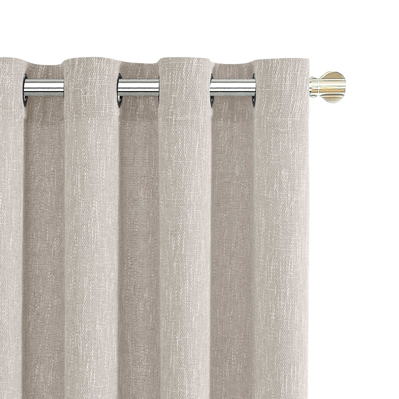 RISSIEN Extra Long Burlap Linen Farmhouse Curtains 216 inch Length 2 Panels for 2 Story High Living Room Textured Thick Light Filtering Privacy Window Drapes with Grommet 18ft (52x216 Beige)