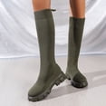 thumbnail image 3 of longantii Knee High Boots, Round Toe Stretch Knit, Women's Tall Footwear, Modern Street Style, Sock Design with Lug Platform Sole, Pull On Fashion Footwear, Fall Winter Daily Wear, 3 of 4