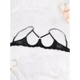 thumbnail image 2 of Women Hollow Out Cupless Bra Underwire Floral Lace Mesh Sheer Bra, 2 of 5