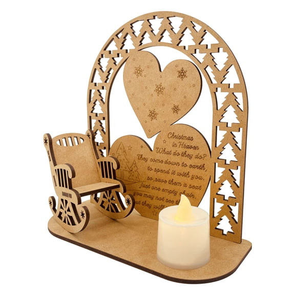 WNFJR Christmas Remembrance Candle Ornament - Mini Wooden Rocking Chair with Meaningful Tag and Night Lamp for Honoring Loved Ones
