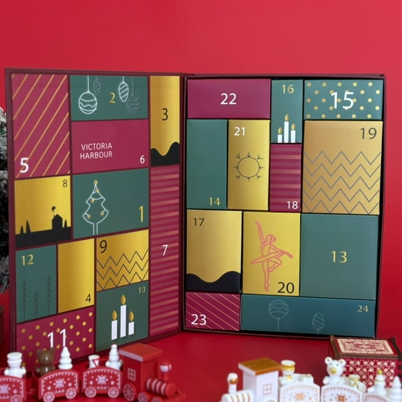 Empty Christmas Advent Calendar Boxes for DIY Customization, Make Your Own 24-Day Countdown Calendar for Kids Toys and Small Models - Red