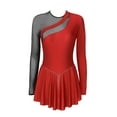 thumbnail image 4 of YONGHS Women's Rhinestone Figure Skating Dress Long Sleeves Spandex Gymnastics Leotard Red&Black L, 4 of 7
