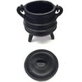 thumbnail image 2 of Cast Iron Cauldron w/Handle & lid, Ideal for smudging, Incense Burning, Ritual Purpose, Decoration, Halloween Decoration, Candle Holder, etc. (Ribbed Style 4" High, 2.25" Dia), 2 of 4