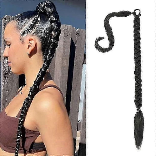 Cola de caballo trenzada de 80 cm, extensión de cola de caballo trenzada larga, extensión de cabello liso, pieza de cabello sintético suave natural para mujeres y niñas.